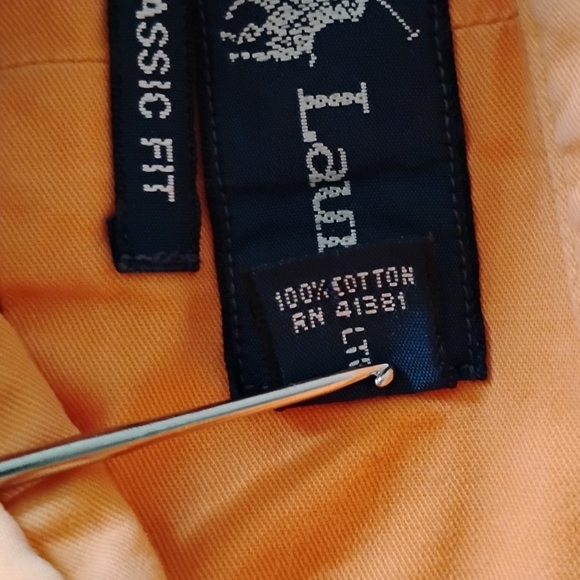 Ralph Lauren Cotton Poplin Button Down Shirt Orange Classic Fit Preppy Size L - Picture 17 of 17
